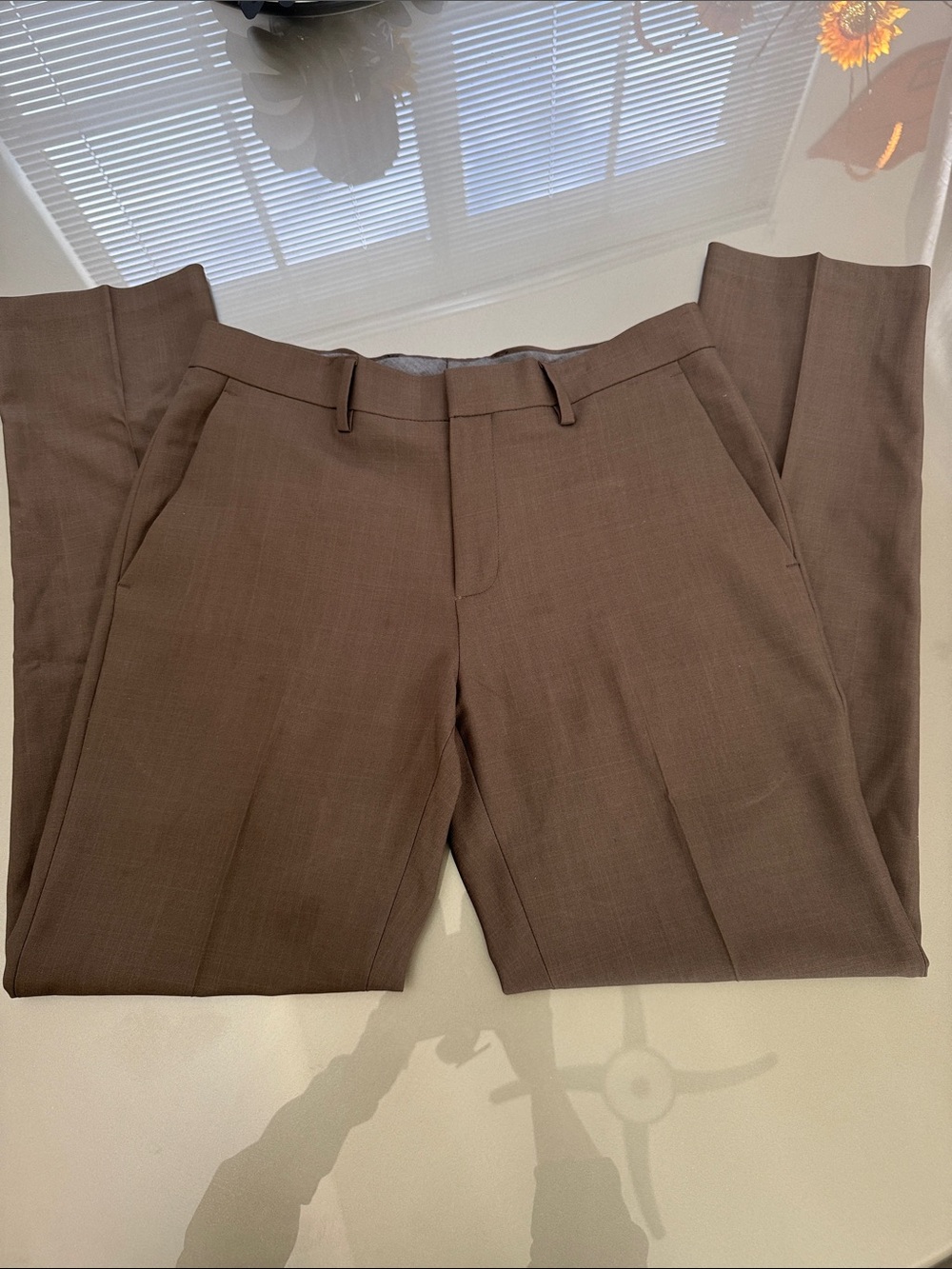 Men's Tailored Brown Dress Pants - Classic Workwear